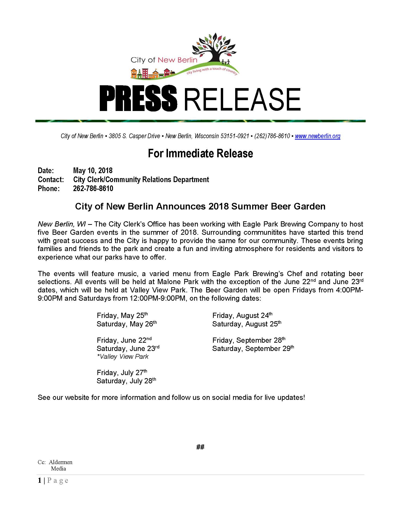 Press-Release-Beer Garden Announcement 