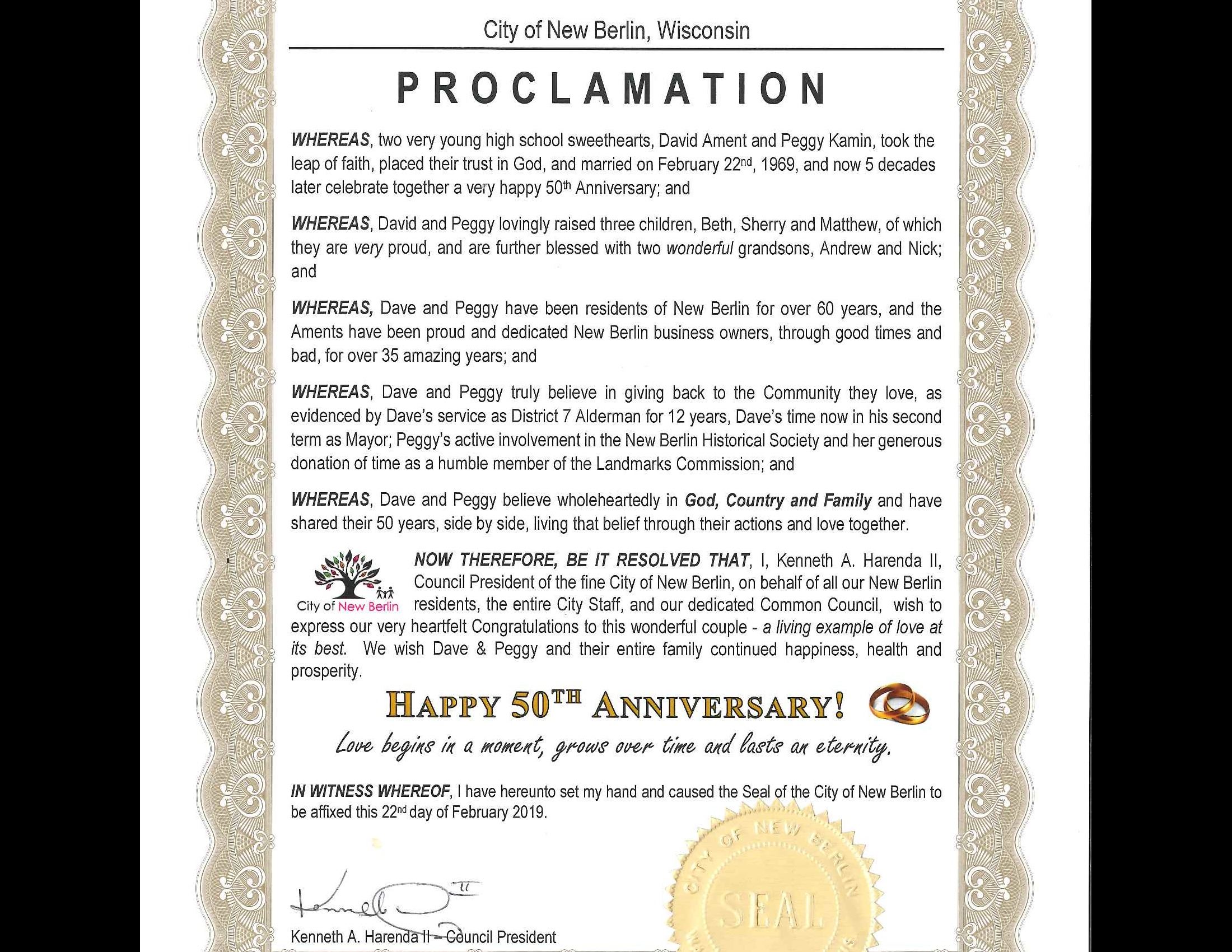 Ament 50th Anniversary