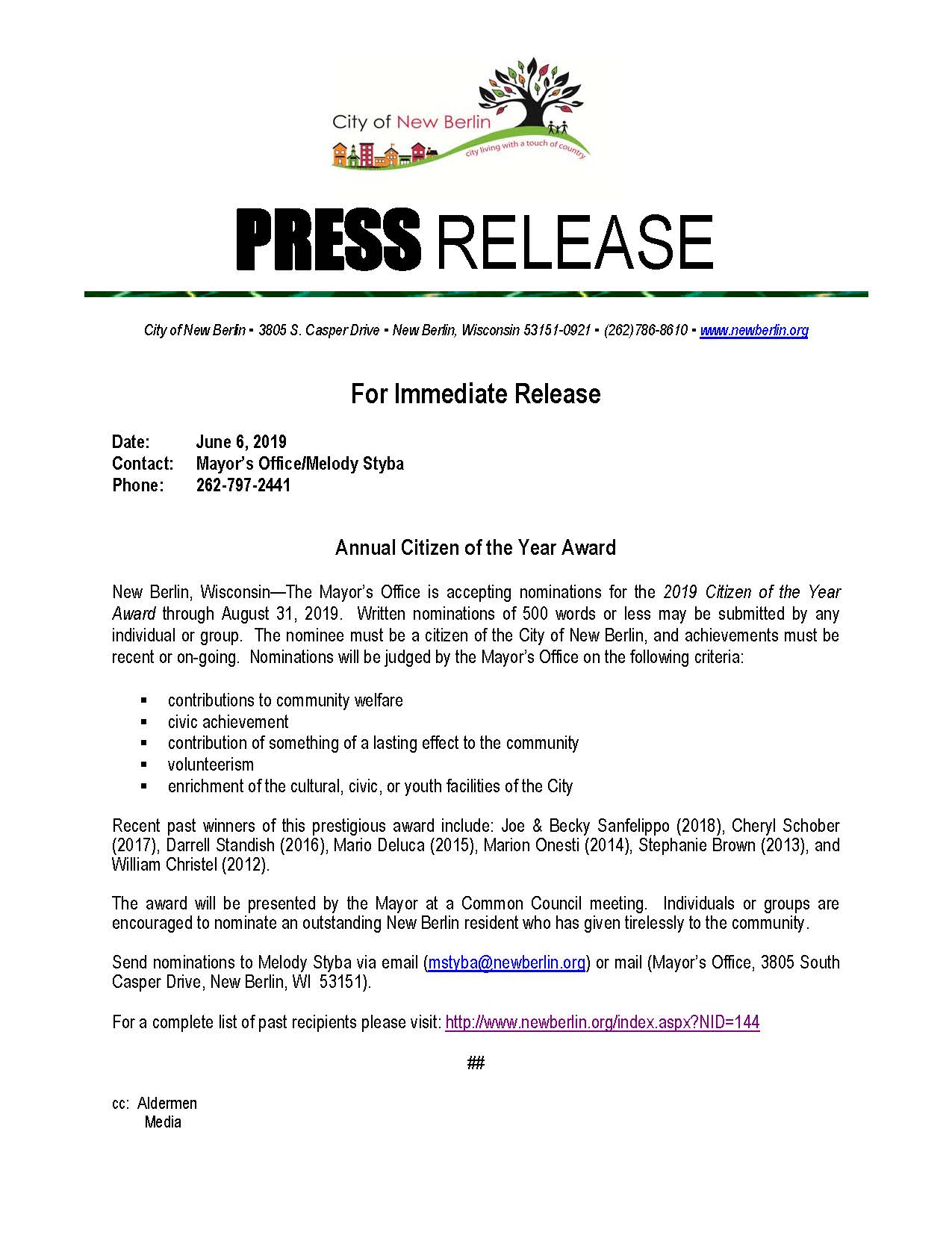 Press-Release-Seeking nominations 2019
