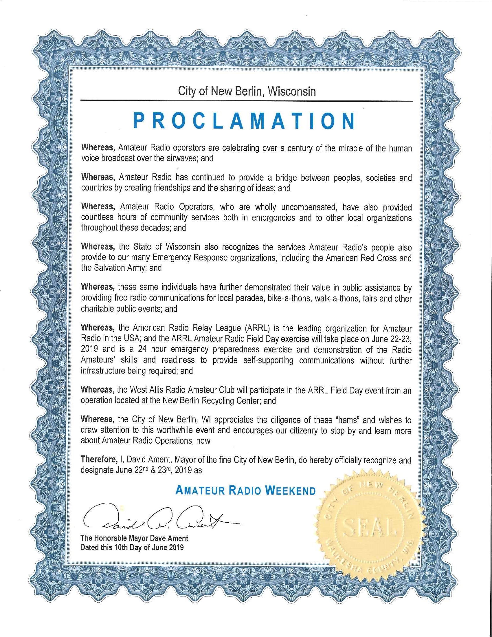 Amateur Radio Weekend 2019