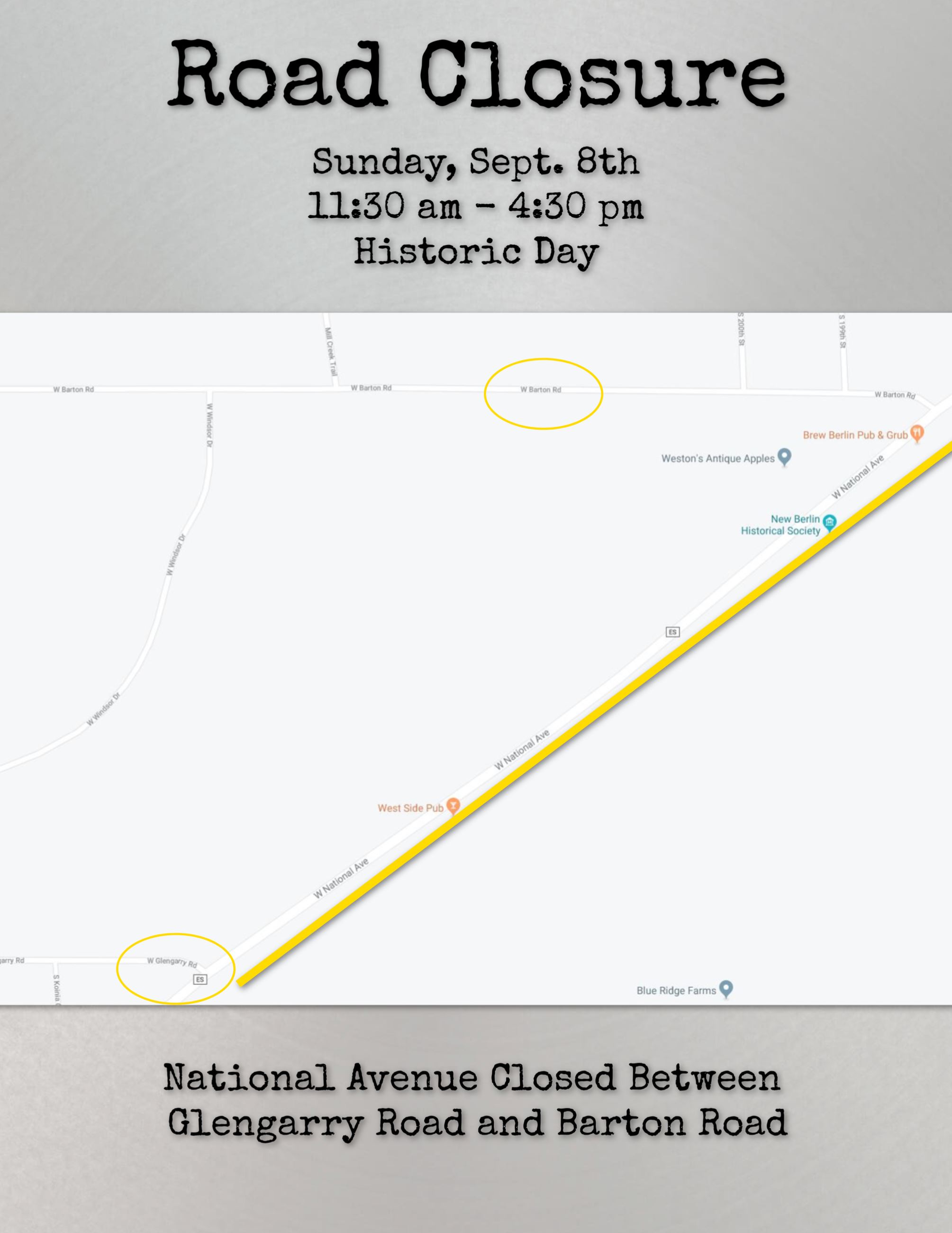 Historic Day Road Closure