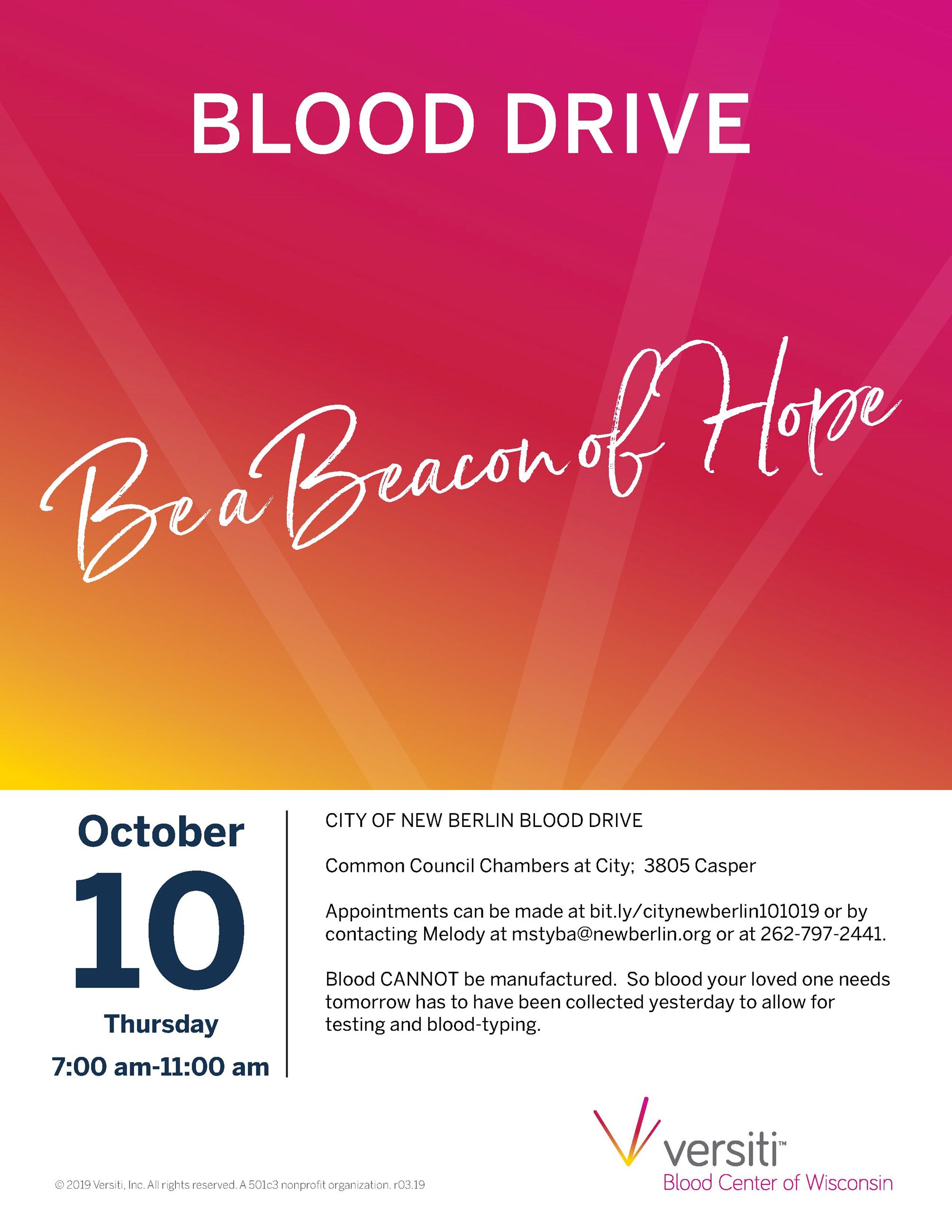 City of New Berlin digital flyer poster October 2019