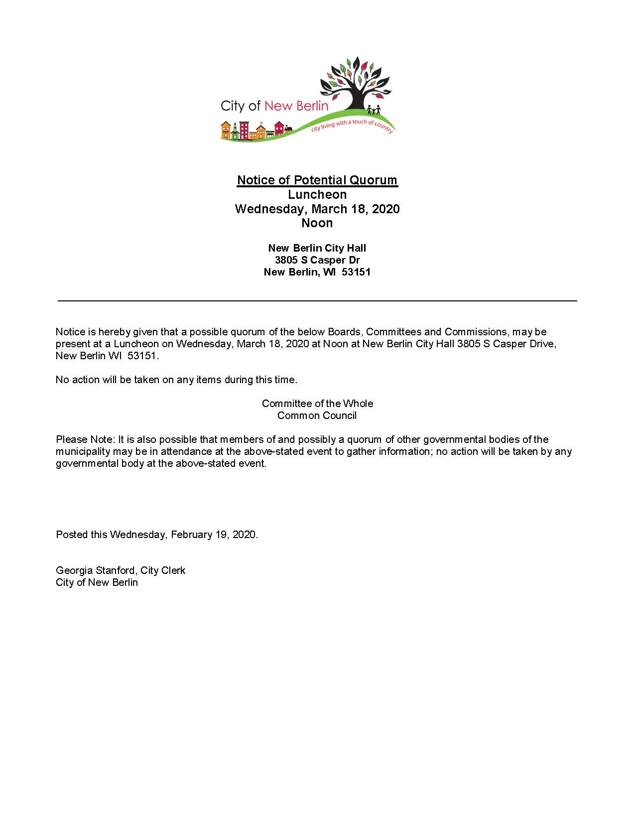 Potential Quorum Notice-Staff Gathering 3.18.20