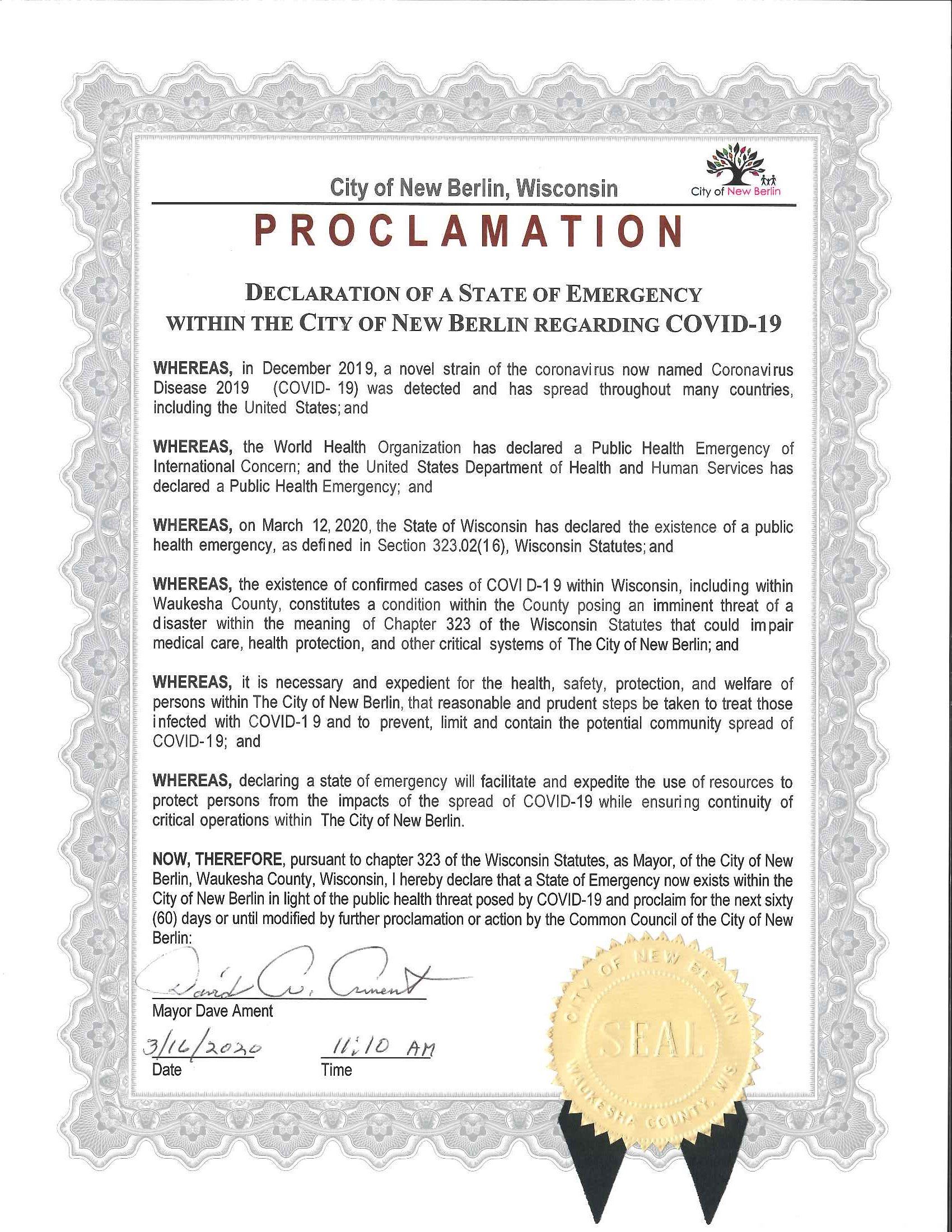 State of Emergency March 2020