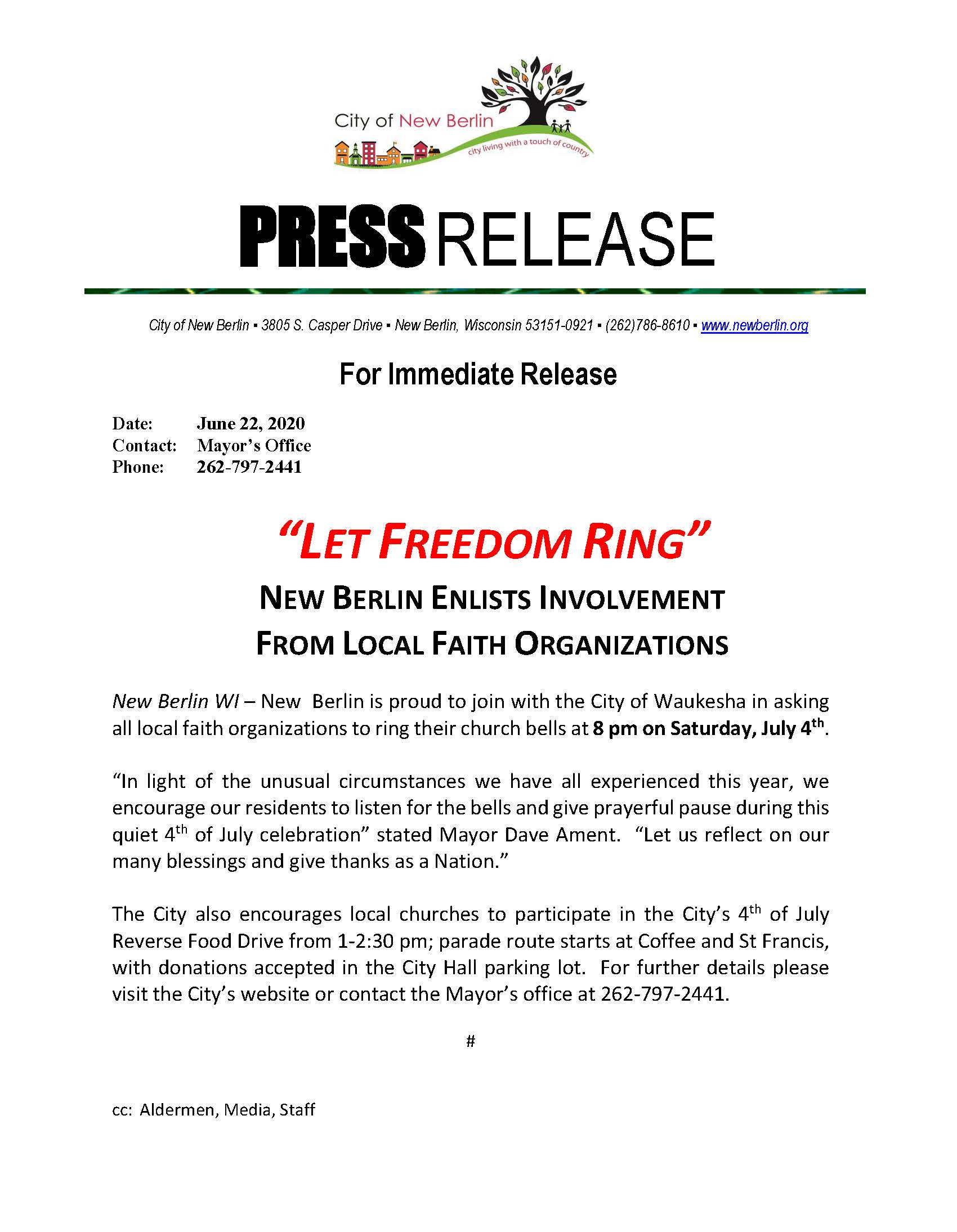 Press Release - Let Freedom Ring