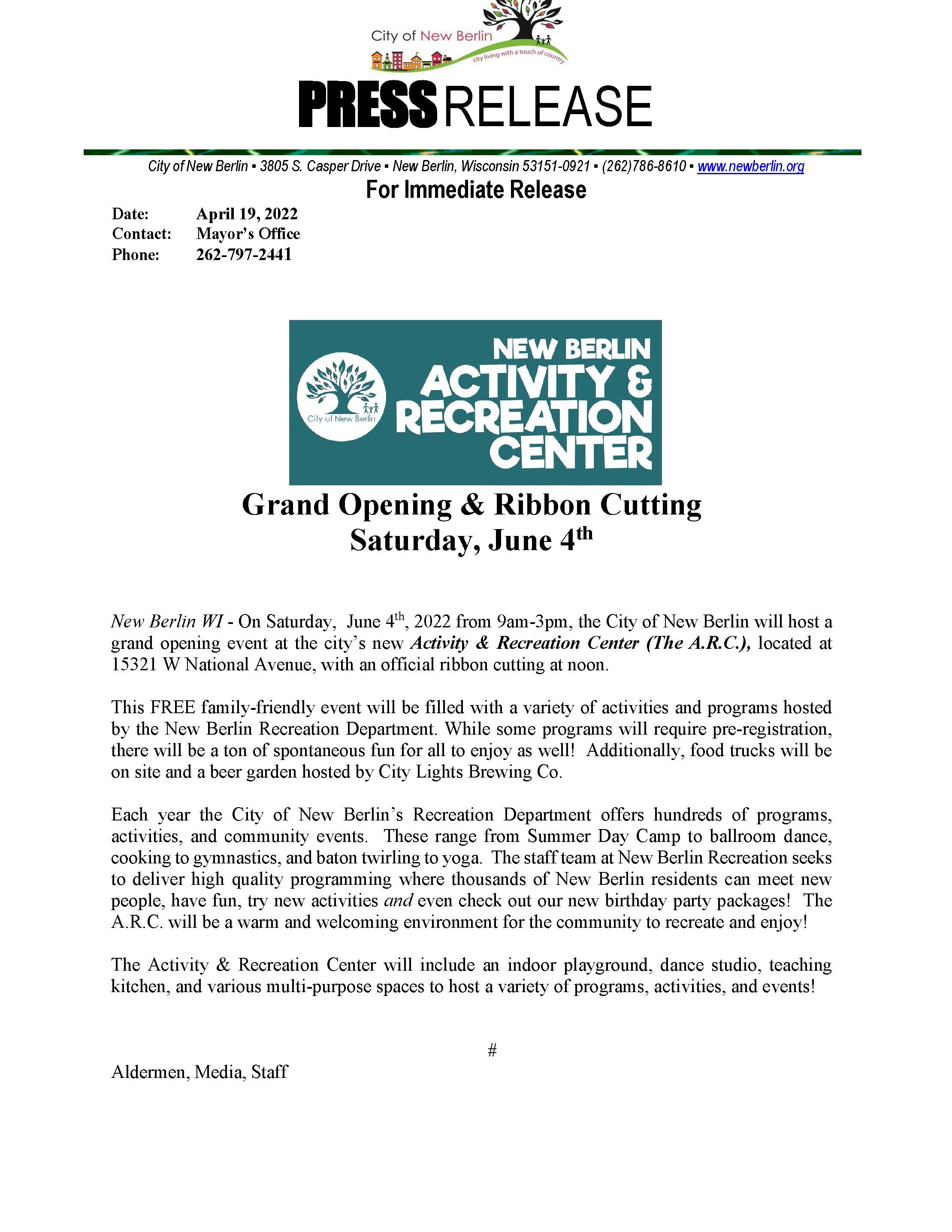 Press Release - ARC Grand Opening