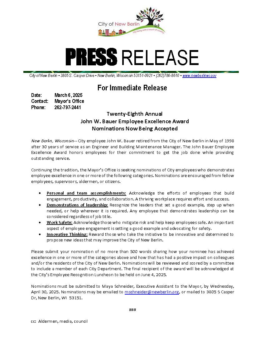 2025 Press Release Seeking Nominations